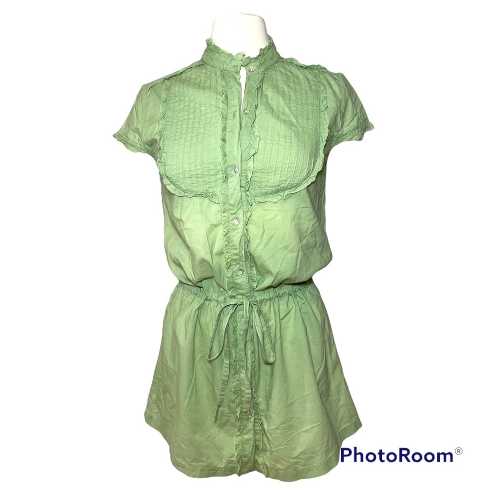 Andrew & Co green tunic top with drawstring waist size M